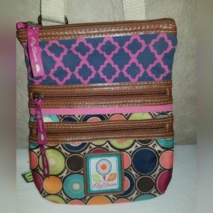 Lily Bloom geometric crossbody purse. Excellent condition.  Pink interior.